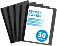 30 Pack Plastic Report Covers with Prongs and Clear Front, Heavy Duty Plastic Folders Perfect for Presentation, Document, and School Use, Black