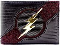 DC Flash Gold Lightning Textured Black ID & Card Bi-Fold Wallet