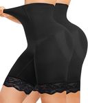 Nebility High Waisted Shapewear for Women Tummy Control Body Shaper Shorts Thigh Slimmer Butt Lifter Panties Underwear (Black+Black,Small)