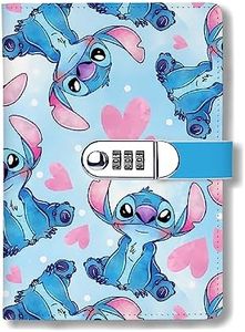 WHLBHG Movie Cartoon Fans Gift Ohana A5 Locking Journal Faux Lined Leather Journal Refillable Writing Notebook with Lock Password Locked Journals Movies Lover Gift (Style 1 Lock)