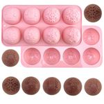 Crethink 1 Pieces Christmas Silicone Chocolate Moulds 8 Cavity Semicircle with Christmas Tree, Gingerbread Man, Snowman and Snowflake Pattern Molds for DIY Chocolate,Candy,Jelly