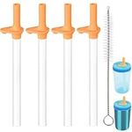 4pcs Replacement Straws with Bite Valve Reusable BPA Free Straw Cup Accessories Durable for Zak Designs Kelso Kids 15oz with Zak Designs Brush