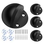 Door Stops, Floor Door Stopper 4 Pack No Drill Doorstops Black Rubber Bumper Door Stoppers for Bottom of Door