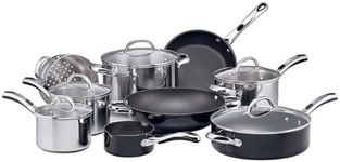 RACO Kitchen Essentials 9-Piece Nonstick & Stainless Steel Cookware Set with Lids, Induction, Gas & Electric Compatible, Dishwasher & Oven Safe, Black & Silver