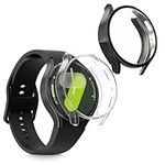 kwmobile Case Compatible with Samsung Galaxy Watch 7 44mm Case - 2X TPU Silicone Fitness Tracker Cover - Transparent/Black
