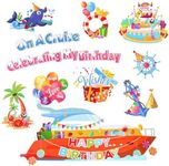 10pcs Funny Happy Birthday Ocean Magnets Cruise Door Decorations Magnetic, PHOGARY Cruises Ship Door Magnets for Cabin Door Birthday Party Carnival Cruise Party Decoration