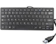 iKKEGOL Mini USB Slim Wired 78 Key Small Super Thin Compact Keyboard for Desktop Laptop PC Win 7 Mac (Black)