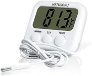 HATUSOKU Digital Thermometer with External Sensor, Magnet, Suction Cup, Water Thermometer, Aquarium, Refrigerator, Freezer (White)