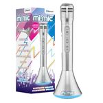 Mi-Mic Kids Karaoke Microphone | Wireless Speaker with Wireless Bluetooth and LED Lights Microphone for Kids, Silver