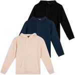 3 Pack: Women's Just My Plus Size Long Sleeve Hoodie Pullover Casual Sweatshirt Fashion Fleece Lounge Active Sweater Running Athletic Exercise Gym Workout Outdoor Top Ladies Kangaroo Pocket- Set 1, 1X