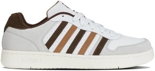 K-Swiss Men's Court Palisades Sneaker, White/Toasted Coconut/Chocolate Brown, 12 M