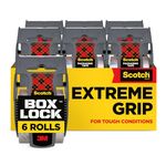 Scotch Box Lock Packaging Tape, 6 Rolls with Dispenser, 1.88 in x 800 in, Extreme Grip Packing, Shipping and Mailing Tape, Sticks Instantly to Any Box