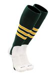 TCK Baseball Stirrup Socks Pattern D (Dark Green/White/Gold, Large)