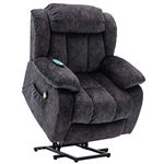 LIFE CARVER Power Massage Lift Recliner Chair with Heat & Vibration for Elderly, Heavy Duty and Safety Motion Reclining Mechanism Anti skid Fabric Sofa Contempoary Overstuffed Design (Gray)