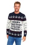 U Look Ugly Today Men's Unisex Ugly Christmas Jumper Funny Santa Reindeer Elf Xmas Sweater Top, XXL Pullover, Ho Ho Home Alone-Blue/White