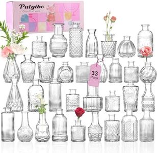 Pulyibo Glass Bud Vase Set of 33 Pcs, Small Vases for Rustic Wedding Centerpieces, Mini Vases Bulk Home Table Flower Decor, Clear Vases in Bulk