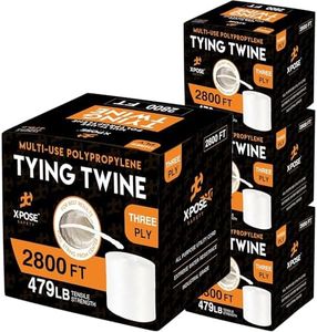 Xpose Safety Polypropylene Tying Twine – 3 Ply White Plastic Twine String, 2800 Ft Roll, Extra Heavy Duty Poly Twine for Baling, Shipping, Bundling, Packaging, Gardening, Box Tying & Cardboard 4 Pack