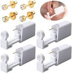 4Pcs Disposable Ear Piercing Tool Safety Asepsis Painless Piercing Guns kit with 4 Ear Studs (Golden)