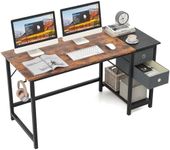 COSTWAY Computer Desk, Metal Frame Study Table Workstation with 2 Removable Drawers, Storage Shelf and Headphone Hooks, Modern PC Laptop Table Working Desk for Home Office Bedroom (140 x 60 x 75 cm)