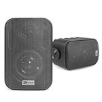 Power Dynamics Black Wall Speakers Set Pair Weatherproof Outdoor Garden Background Music 3 Inch