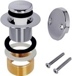 GSTARAM Bathtub Drain Tip-Toe Tub Trim Kit with Two-Hole Overflow Faceplate, All Brass Bathtub Drain Stopper Plug with Universal Fine/Coarse Thread, Lift & Turn Tub Conversion Set (Chrome Plated)