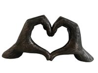 Haute Collage Hands Love Gesture Sculpture Antique-Silver Gold Bronze Colour Life-Size 26cm/10'' Expression of Appreciation & LoveValentine's Day I appreciate you I love you Wedding Present (Bronze)