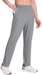 BALEAF Men's Workout Pants Lightweight Running Athletic Joggers with Zipper Pockets Tapered Quick Dry Sweatpants UPF50+ Gray S