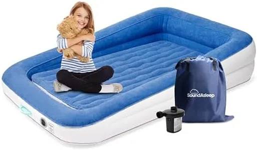 SoundAsleep Dream Series Kids Air Mattress with High Speed External Pump - Extra Tall Safety Bumpers - Portable, Toddler Blow up Bed for Kids - Inflatable Toddler Air Mattress for Home and Camping