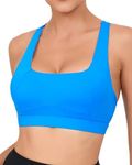 RUNNING GIRL Sports Bras for Women, Racerback Medium Impact Wirefree Padded Bra Workout Crop Top Longline Sports Bra Push up(WX2989 Bright Blue XL)