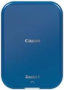 Canon Zoemini 2 Mini Photo Printer Mobile Portable Travel Pocket Printing Kit (Photo Print 5 x 7.6 cm, Smartphone + Tablet, Built-in Battery) Navy Blue [+ 20 Zinc Print Set + 10 Circle Stickers]