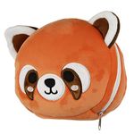 Relaxeazzz Red Panda Round Plush Travel Pillow & Eye Mask - Sleep Eye Mask Masks - Kids Travel Accessories For Sleeping Airplane - Flight Plane Neck Pillow Pillows