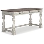 Signature Design by Ashley Havalance Casual 62.38" Home Office Desk with 2 Drawers and USB Charging Ports, Whitewash & Dark Brown