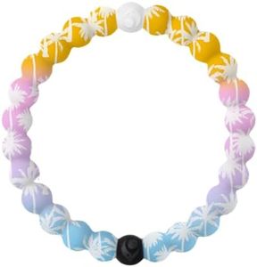 Lokai Silicone Beaded Bracelets for Women & Men, Palm Tree (Large) - Jewelry Fashion Bead Bracelet with Black & White Beads - Ring Bangle Slide-On Style for Comfortable Fit