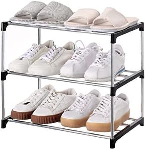 Jucaifu Stackable Small Shoe Rack, Entryway, Hallway and Closet Space Saving Storage and Organization (3-Tier, Black)