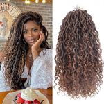 Xtrend 8packs Boho Faux Locs Crochet Hair Pre-Looped Messy River Bohemian Locs Hair Wavy Crochet Braids With Curly Hair In Middle And Ends 14Strands/pack (T30# 14Inch)