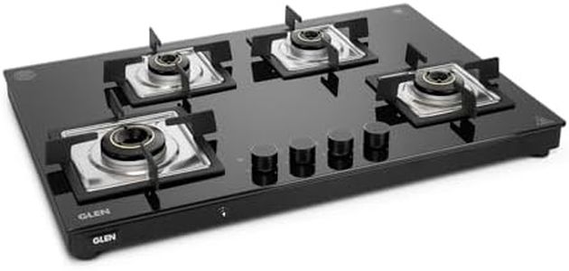 Glen 4 Burner Ultra Slim Premium LPG Gas Stove | 8 MM Thick Toughened Glass Top | 1 Jumbo Forged Brass Burner | Auto Ignition | 2 Years Standard And 5 Years Glass Warranty | 1045USTNAI