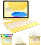 typecase for iPad 10th Generation Case with Keyboard (10.9", 2022) – No Trackpad, 11-Color Backlight, 360° Rotatable, 7 Use Modes, Thin & Lightweight – Yellow