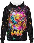 PoshWrap Boy Hoodies, Custom Gaming Hoodie for Boys Teens Gamer, Personalized Game Controller Sweatshirt with Name, Soft Hooded Pullover for Autumn Winter Black