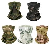 5 Pack Neck Gaiter Balaclava Bandana Headwear Face Cover Ski Mask Headband for Women Men for Motorcycle Snowboard, Multicolor, One Size