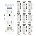 TOPELER 15Amp Tamper Resistant Decorator Receptacle, 10 Pack Standard Electrical Wall Outlet, Self-Grounding Residential Grade Outlet, 15A/125V/1875W, cUL Listed, White