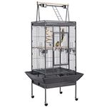 Yaheetech 174cm Bird Cage Metal Large Parrot Cage Play Top Budgie Cage for Canary Bird Aviary Cockatiel with Perch/Seed Guard/Stand and Wheels, Black