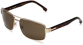 CARRERA Mens Rectangular Sunglasses Matte Gold Frame, Bronze Lens (61) - Pack of 1