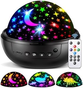 COOLNIGHT Night Light for Kids, 93 Lighting+3 Films Kids Night Light Projector, Remote+Dimmable Star Projector, 360°Slient Glow in The Dark Stars for Ceiling,Gifts for 4 Year Old Boys Christmas Gifts