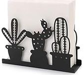 Paper Napkin Holder for Kitchen Tables and Counter Tops| Black Galvanized Napkin Basket Caddy| Vintage Modern Décor| Farmhouse Decoration| Southwest Cactus Collection