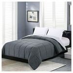 Homelike Moment Lightweight Twin Comforter - Grey Down Alternative Comforters Twin Size Bed, All Season Duvet Insert Quilted Reversible Bedding Comforter Soft Cozy Twin Size Dark Gray/Light Grey