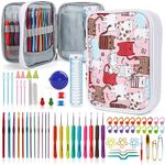 Katech Crochet Hook Set, 85 Pieces Crochet Kit For Beginners Ergonomic Crochet Hooks with Case, Crochet Set Crochet Needle for Beginners and Crochet Lovers Yarn Crocheting