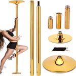 Dancing Pole,Fixed Dance Pole For Home, Portable & Removable Stripper Fitness Pole, Adjustable Height, Static And Rotating, Dance Pole For Beginners Exercise(Color:Gold)