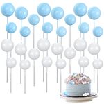 86pcs Round Foam Cake Topper Balloon, Mini Balloon Cake Topper, DIY Cake Insert Cupcake Topper for Birthday Wedding Anniversary Graduation Party Baby Shower(Blue, White)