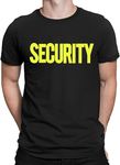 NYC FACTORY Security T-Shirt Front Back Print Mens Tee Staff Event Uniform Bouncer Screen Printed (Black-Neon, XL)