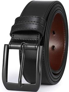 beltox fine Men’s Casual Leather Jeans Belts 1 1/2” Wide 4MM Thick Alloy Prong Buckle Work Dress Belt for Men（Black Belt with Black Buckle，32-34）